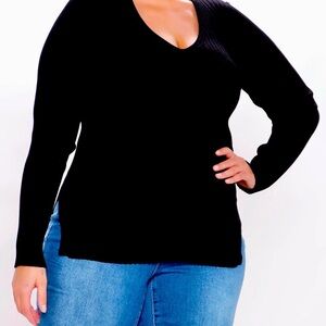 Fashion Nova 3X fitted Black Plus size Sweater comfy